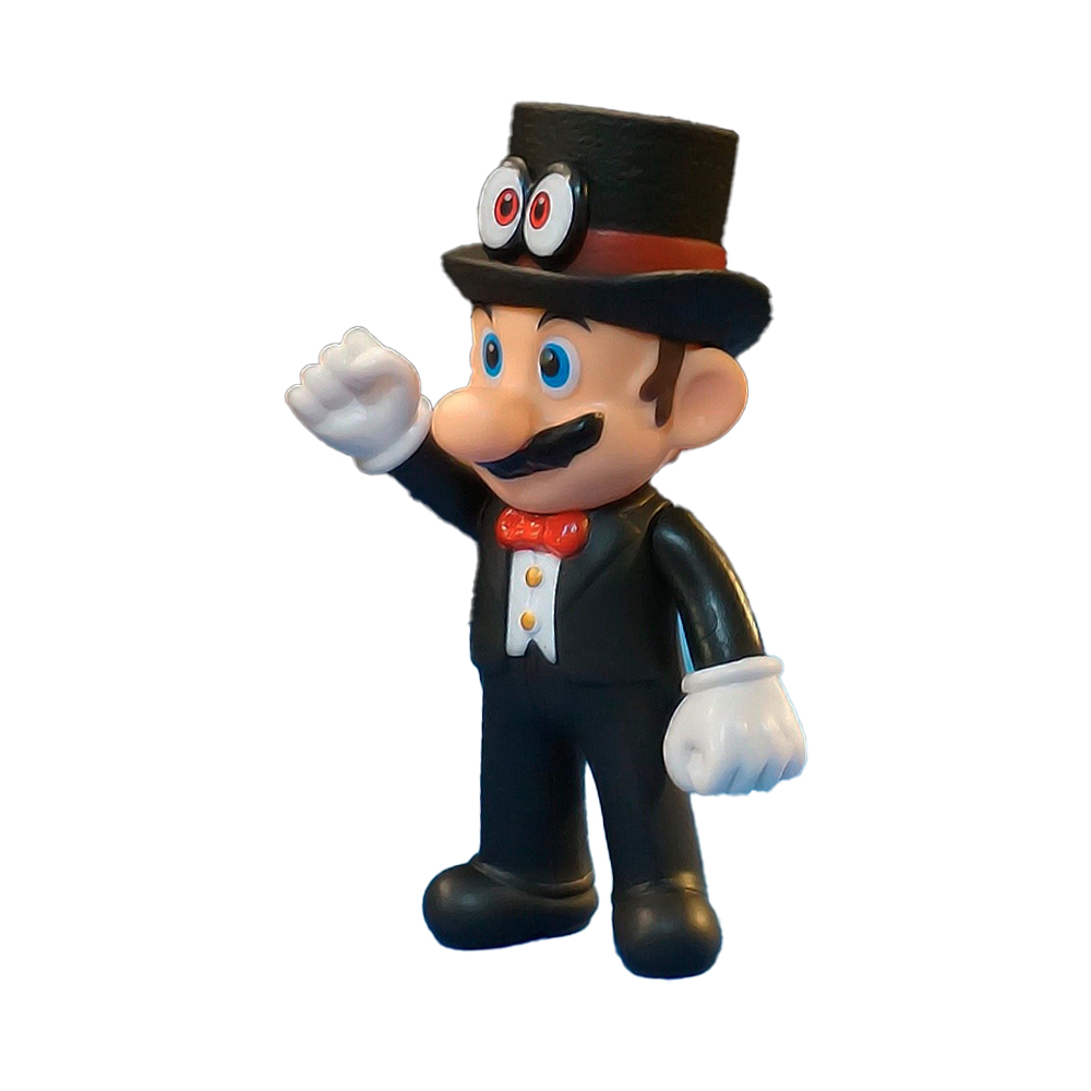 MUÑECO JUGUETE SUPER MARIO BROS - FIGURA MARIO CON CAPPY TRAJE TUXEDO NEGRO COLECCIÓN 12 CM